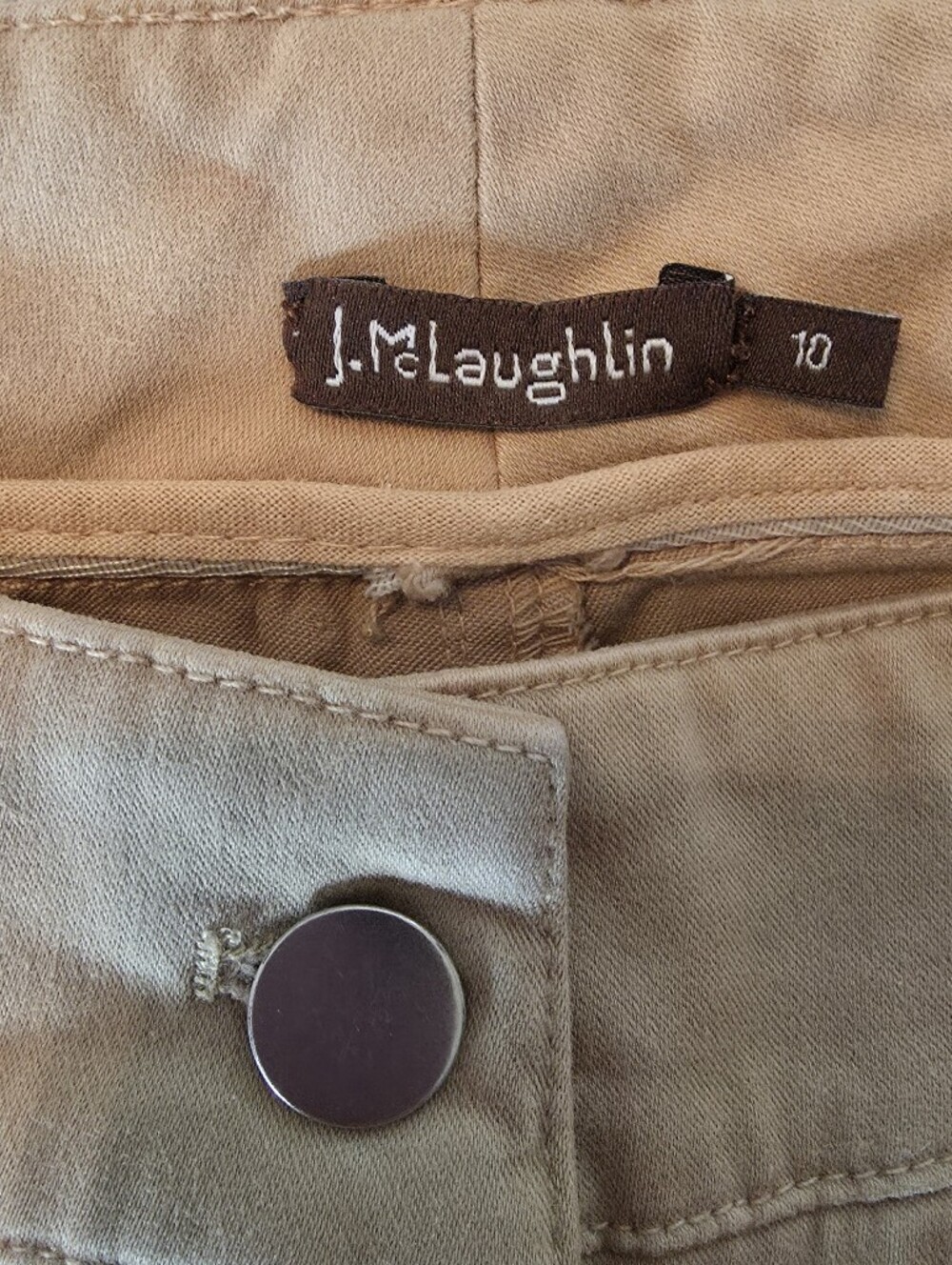 J.McLaughlin Lexi Jeans Raw Beige Tan Slim Leg 4-Way Stretch Career Travel 10 - Picture 11 of 12